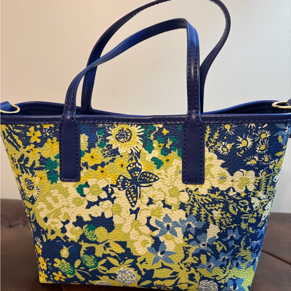 Blue and Yellow Floral Tote Bag
